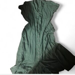 Green button up dress